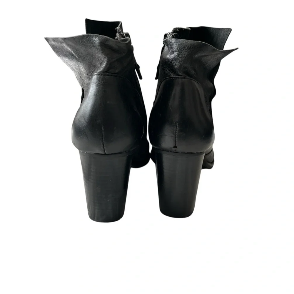 KELSI DAGGER x ANTHROPOLOGIE Brooklyn Side Split Black Leather‎ Ankle Boots